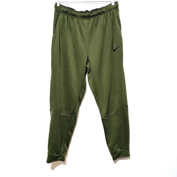 Nike Dri-Fit Training Jogger Pants OliveGreen Pockets Mens Sz L Running Sporty